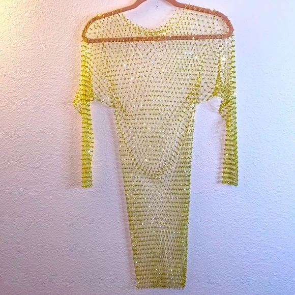 gold fishnet dress Allure Fishnet Dress – FashionFreakssss main image 1